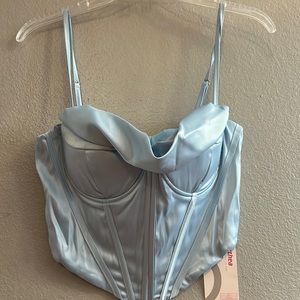 Draped front satin bustier cami top